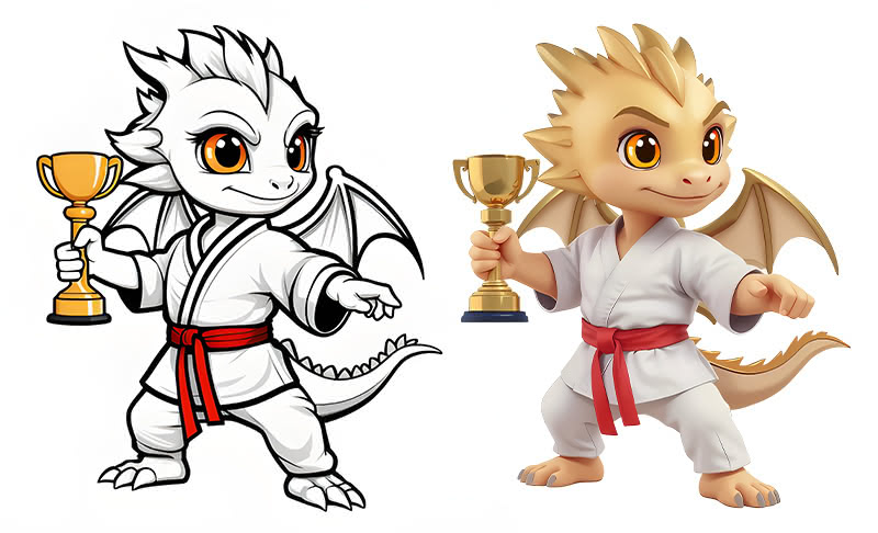 Dragon Kid with trophy images